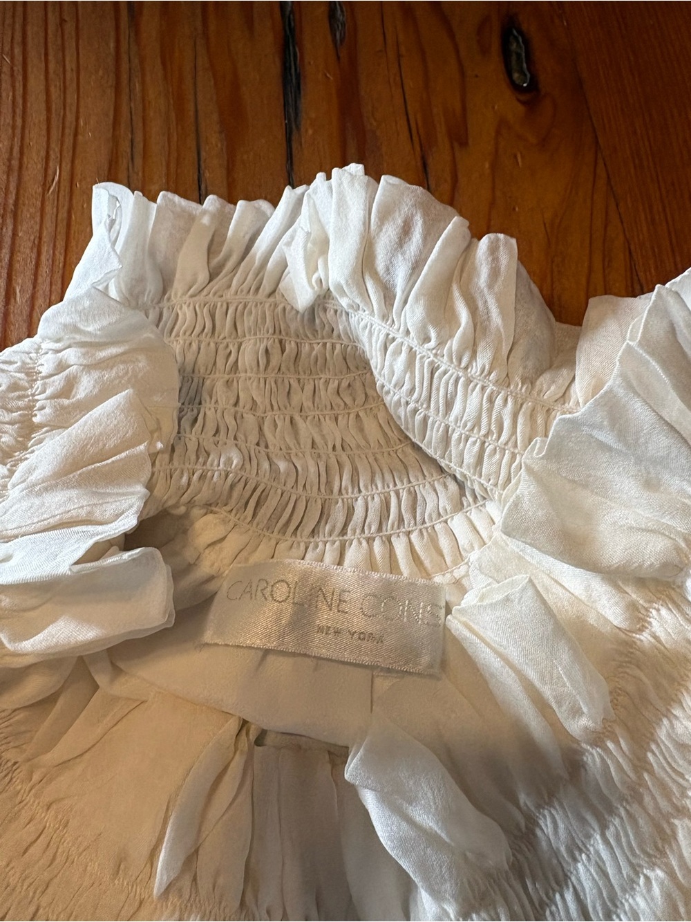 Caroline Constas Ivory Smocked Ruffle Dress - Picture 7 of 7